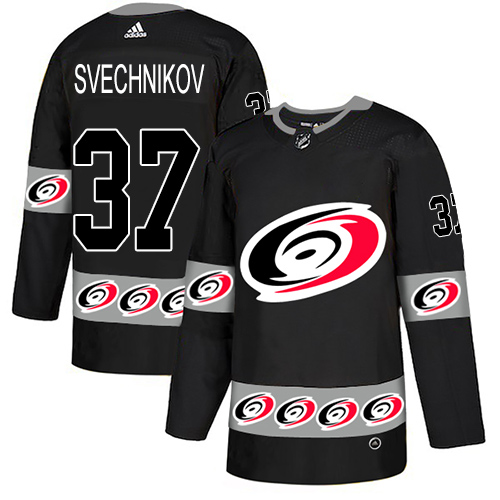 Men's Andrei Svechnikov Authentic Black Jersey: Hockey #37 Carolina Hurricanes Team Logo Fashion