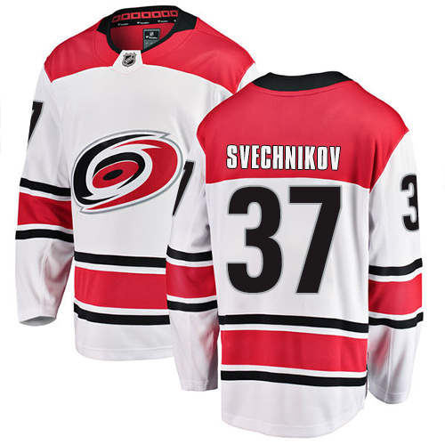 Fanatics Branded Men's Andrei Svechnikov Breakaway White Away Jersey: Hockey #37 Carolina Hurricanes